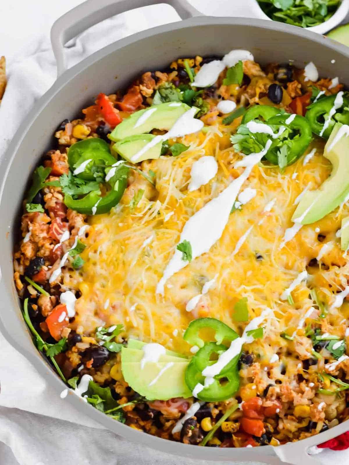 cheesy Mexican chicken skillet dinner.