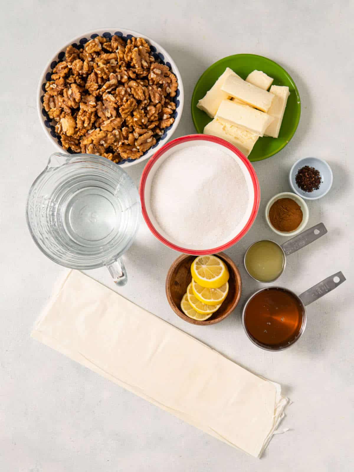 ingredients for making baklava.