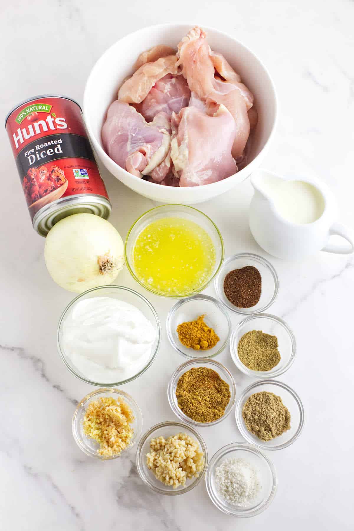 ingredients for butter chicken.