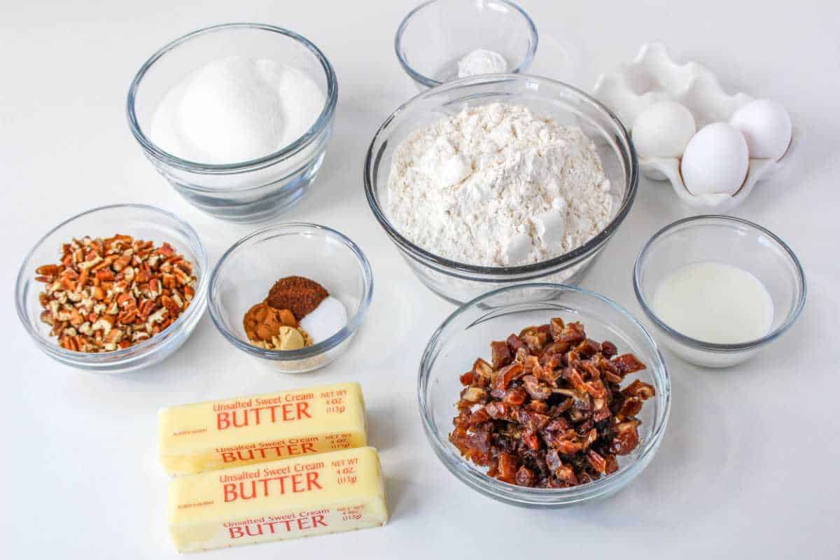 Ingredients for date cookies.