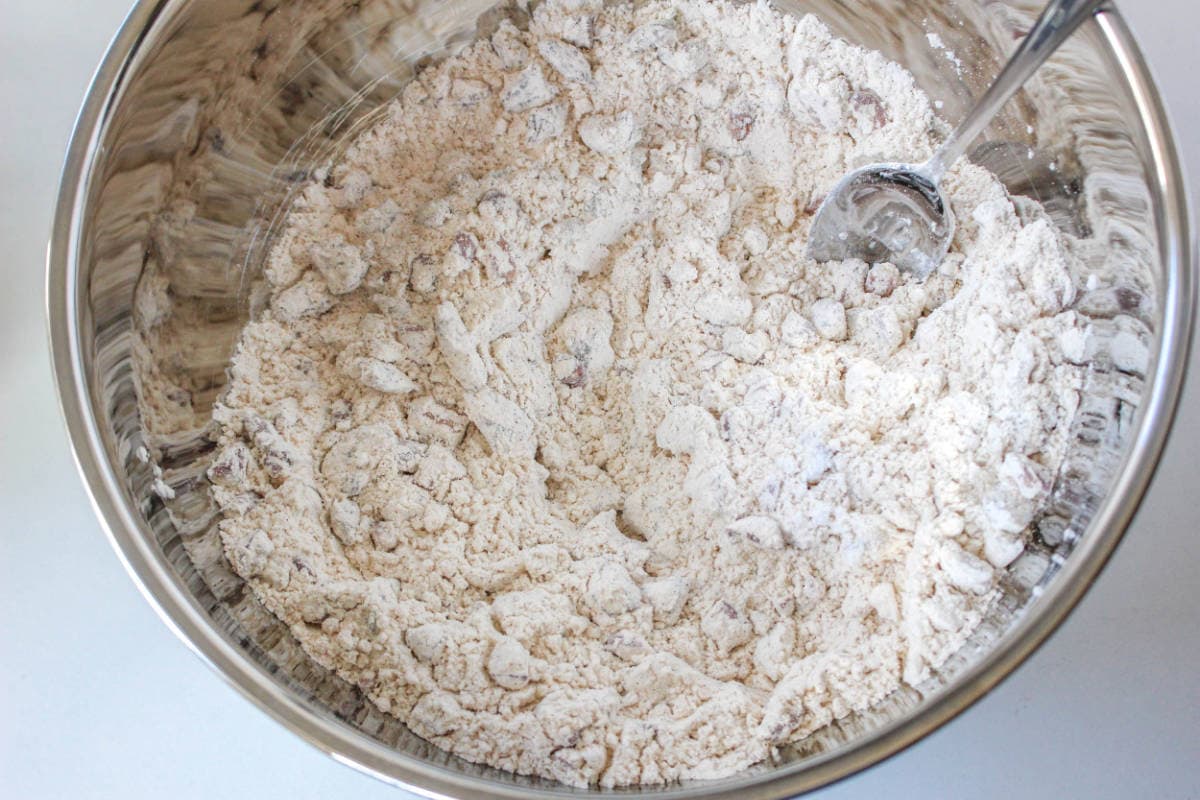 chopped dates rolled in the flour mixture.