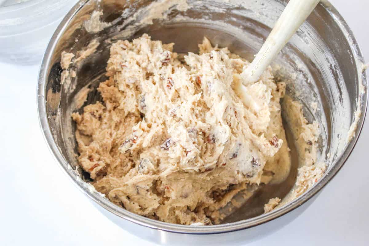 chopped dates mixed into cookie batter.