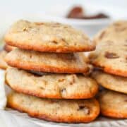 stack of date cookies on a plate.