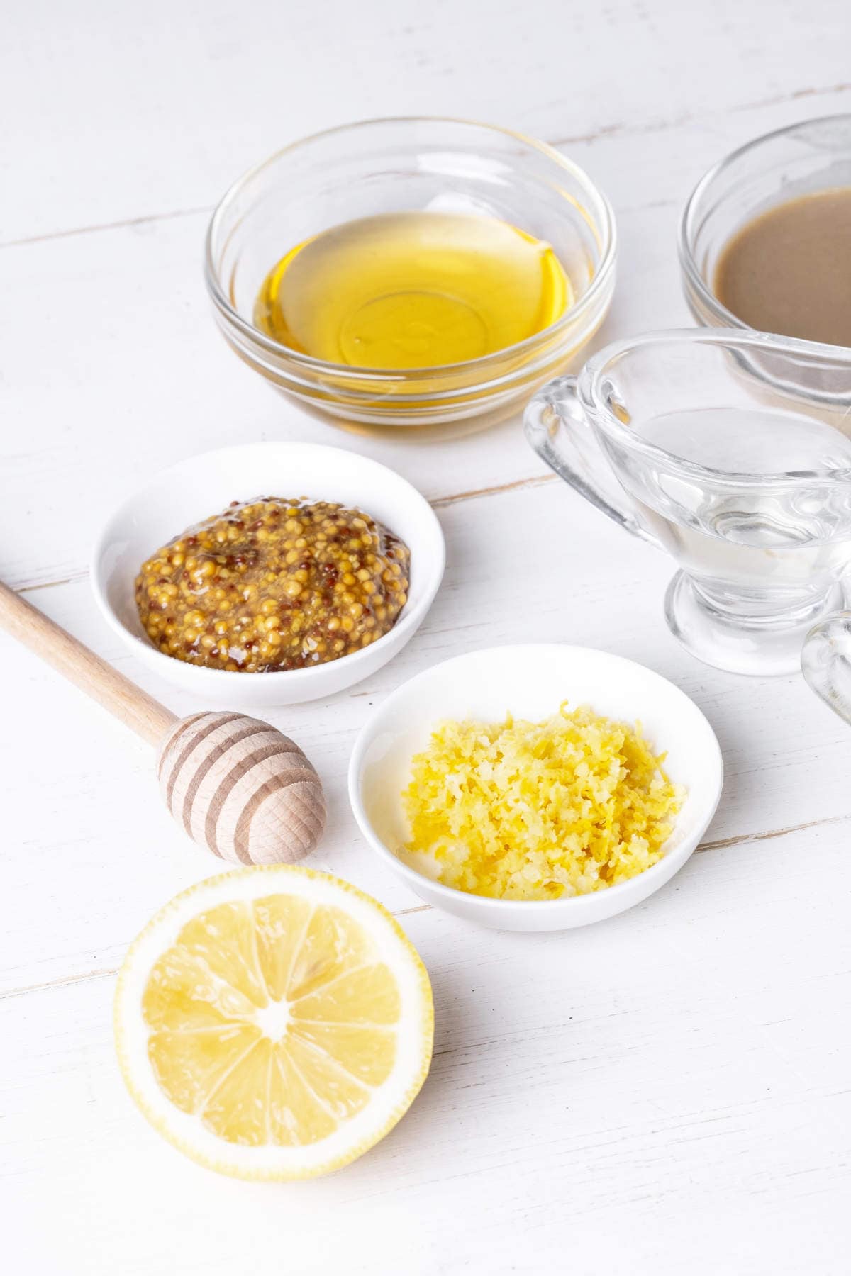 ingredients for honey dijon salad dressing.