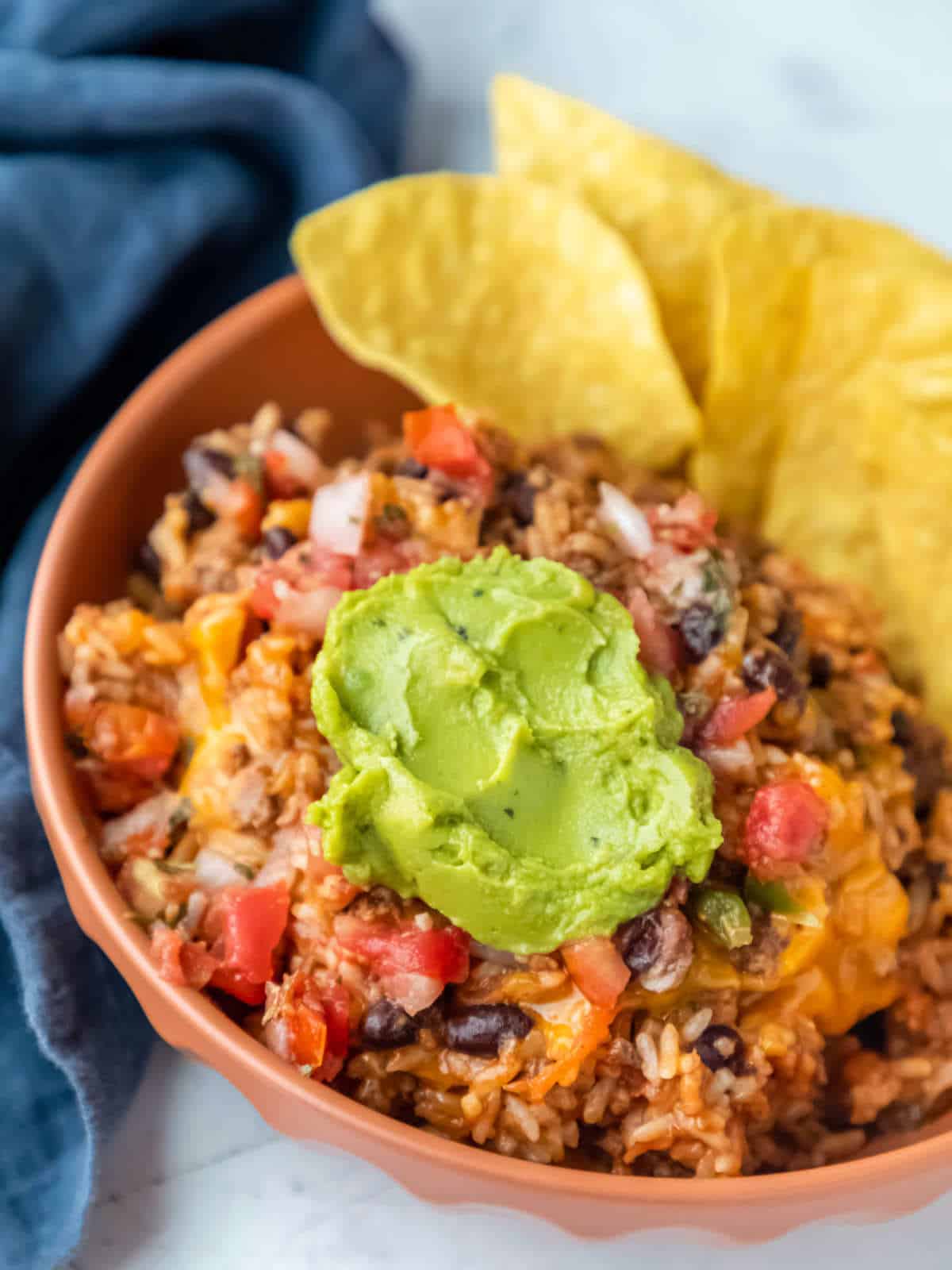 Instant Pot cheesy taco rice one pot rice meal.