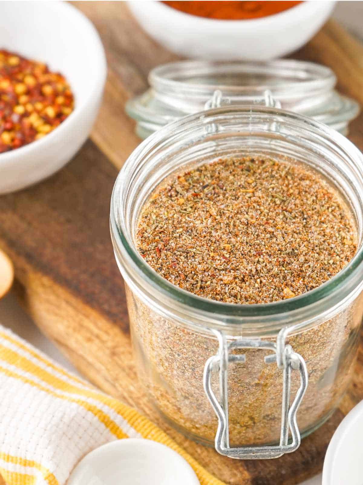 Jamaican jerk in a bail jar for storage.