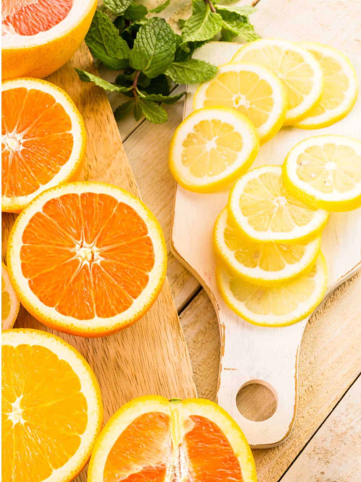 ingredients for orange mint lemonade.