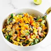 bowl of tex mex doritos corn salad.