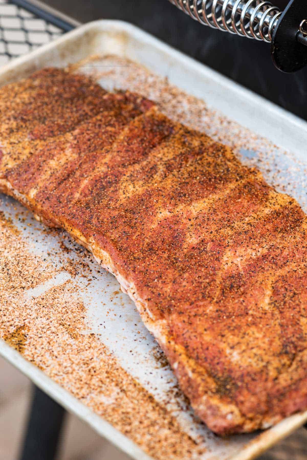 Ribs Rubbed with Seasoning Redy to Grill.