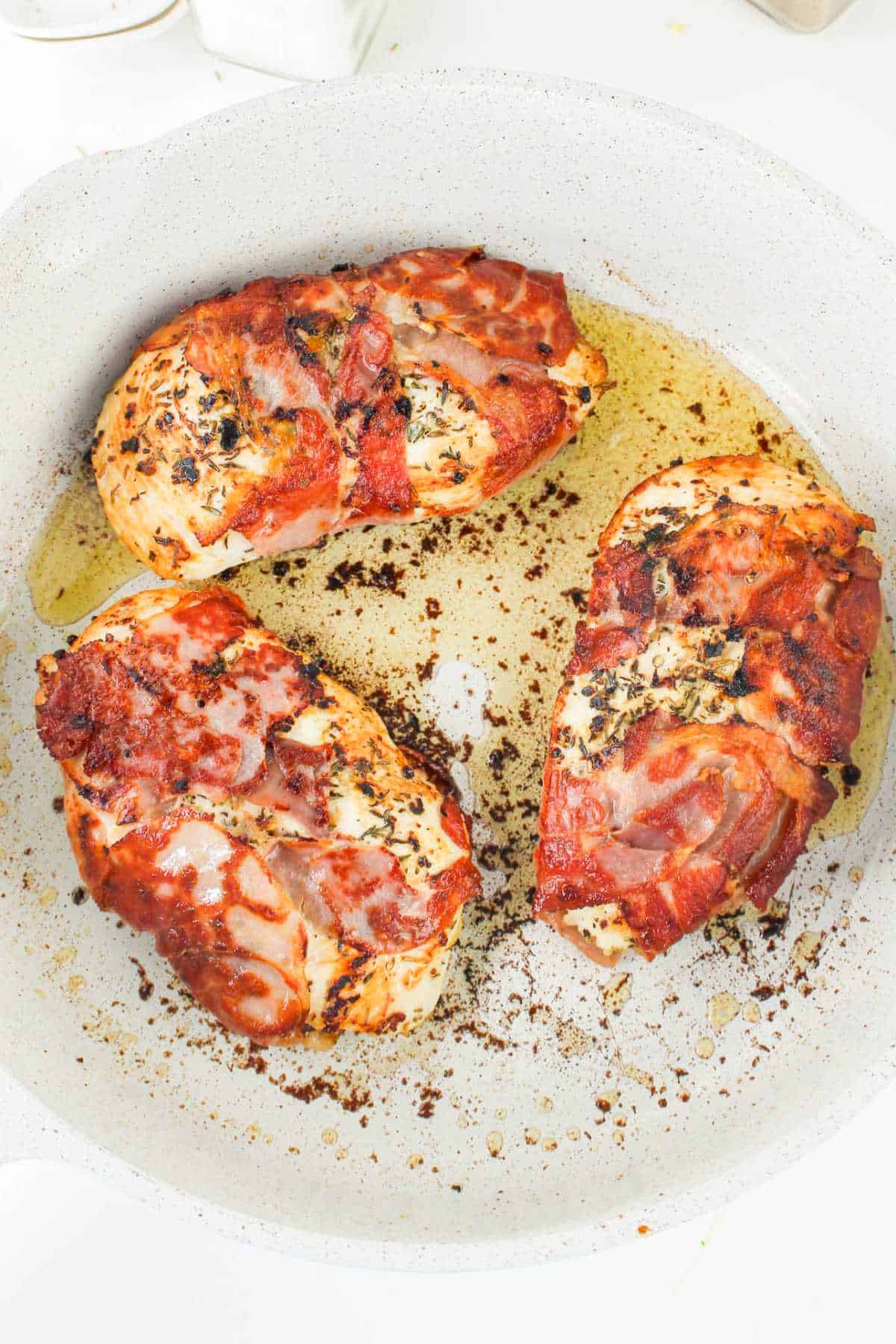 browned prosciutto wrapped chicken breasts.