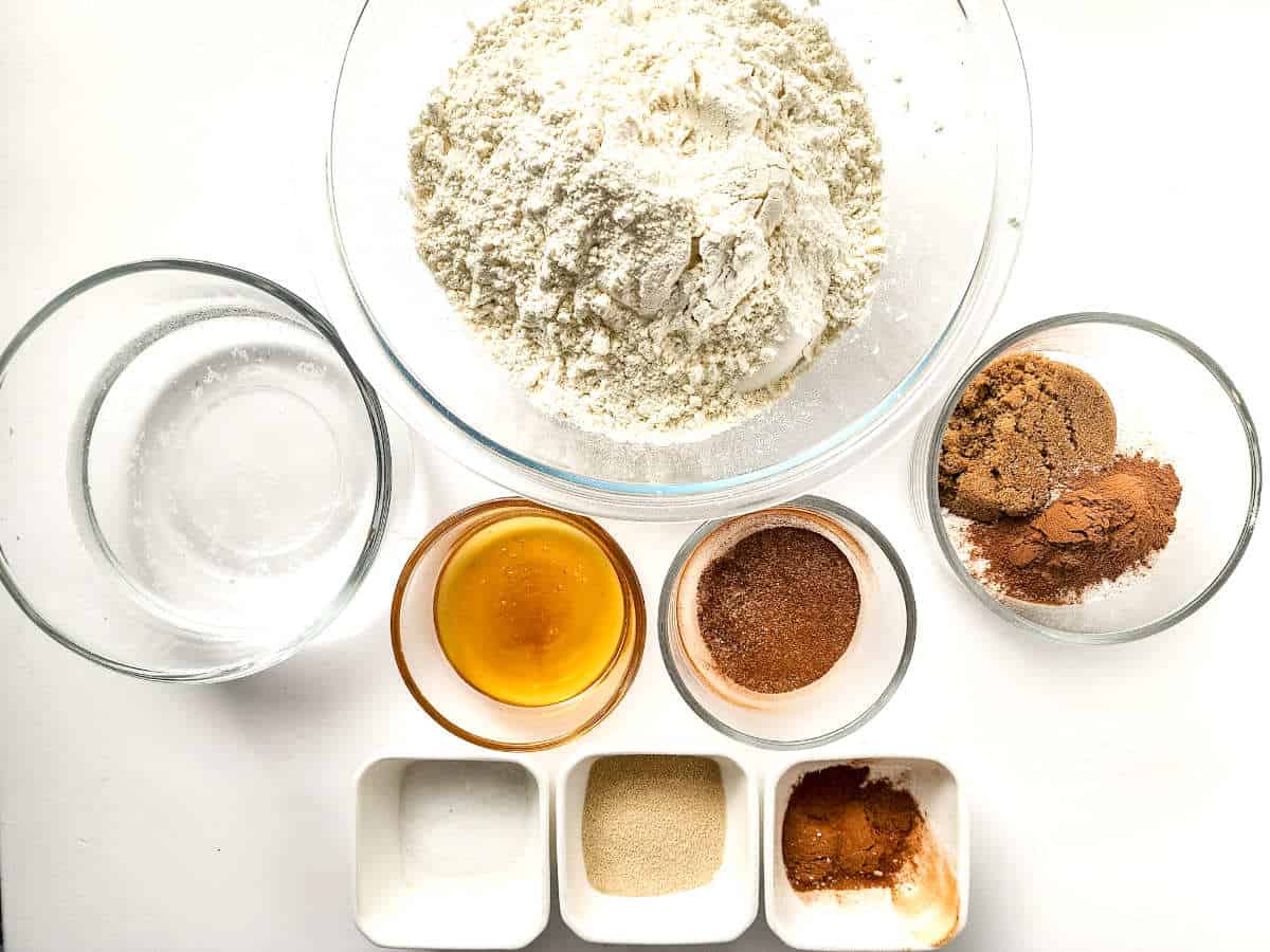 ingredients for making Cinnamon Bagels .
