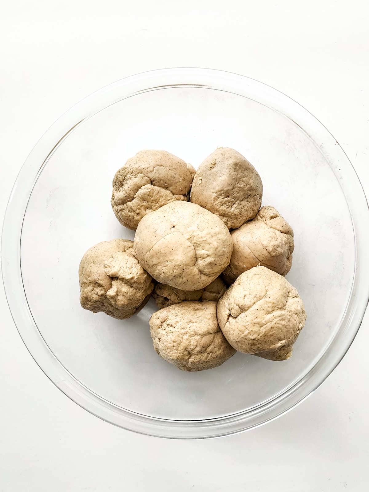 balls of dough in a bowl.