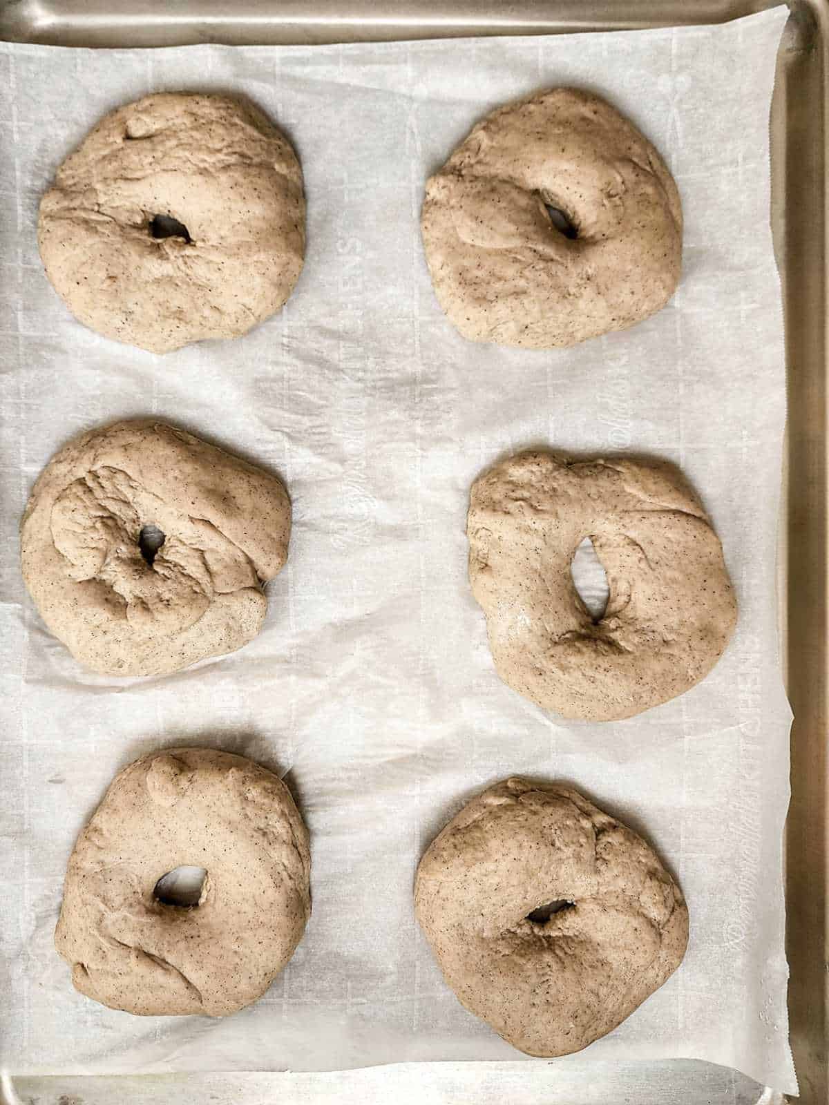 shaped bagels ready for a quick boil in baking soda water.