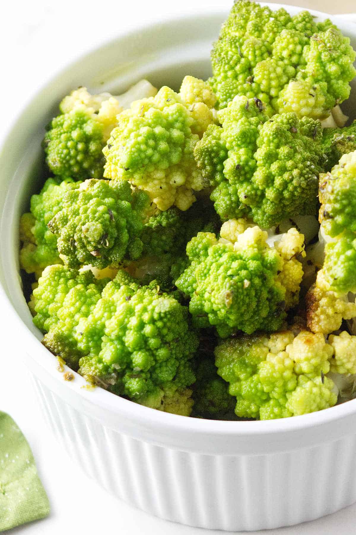 Roasted Romanesco with Parmesan Cheese and Pepper.