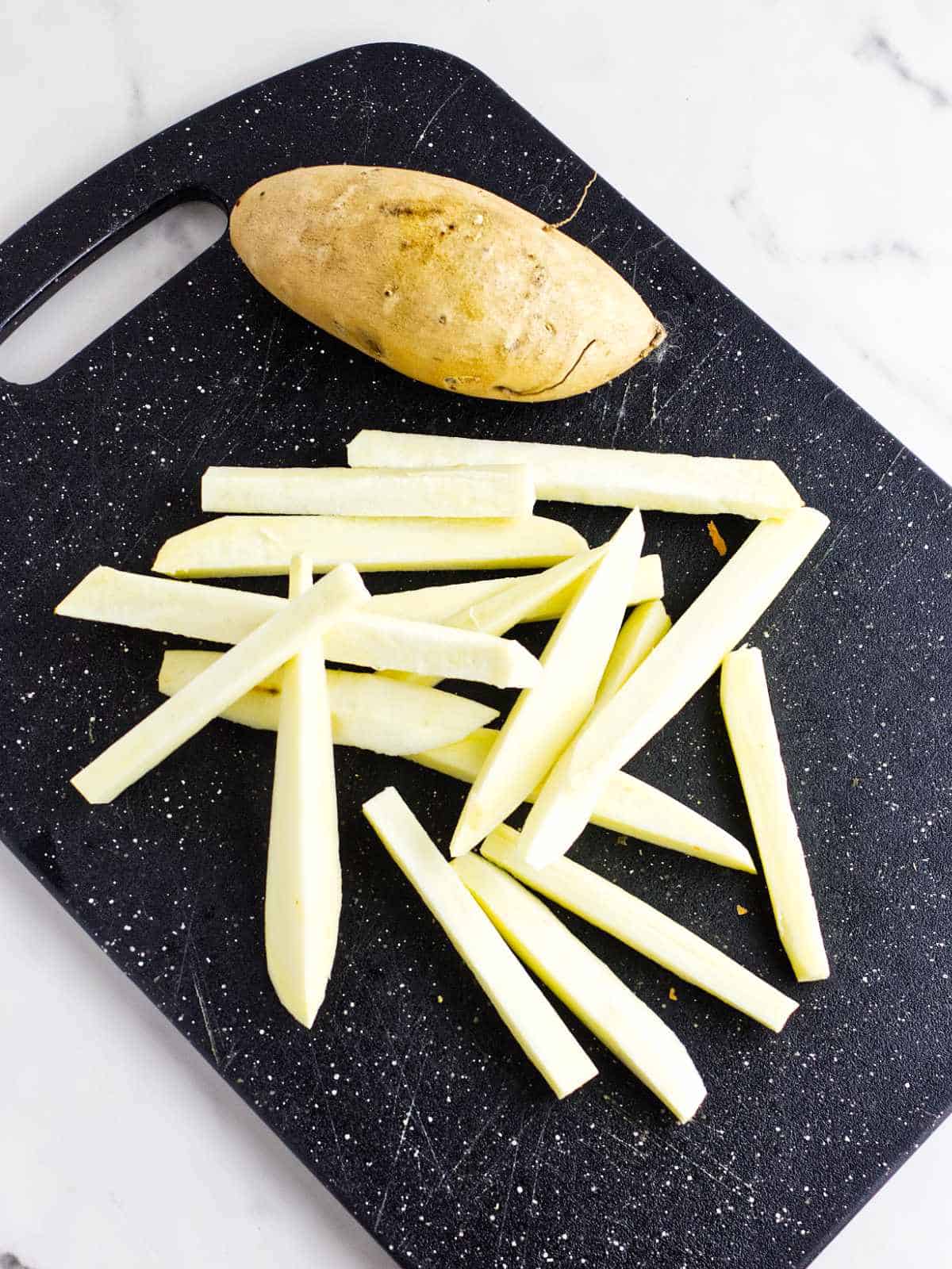 White Sweet potato cut into french fries.