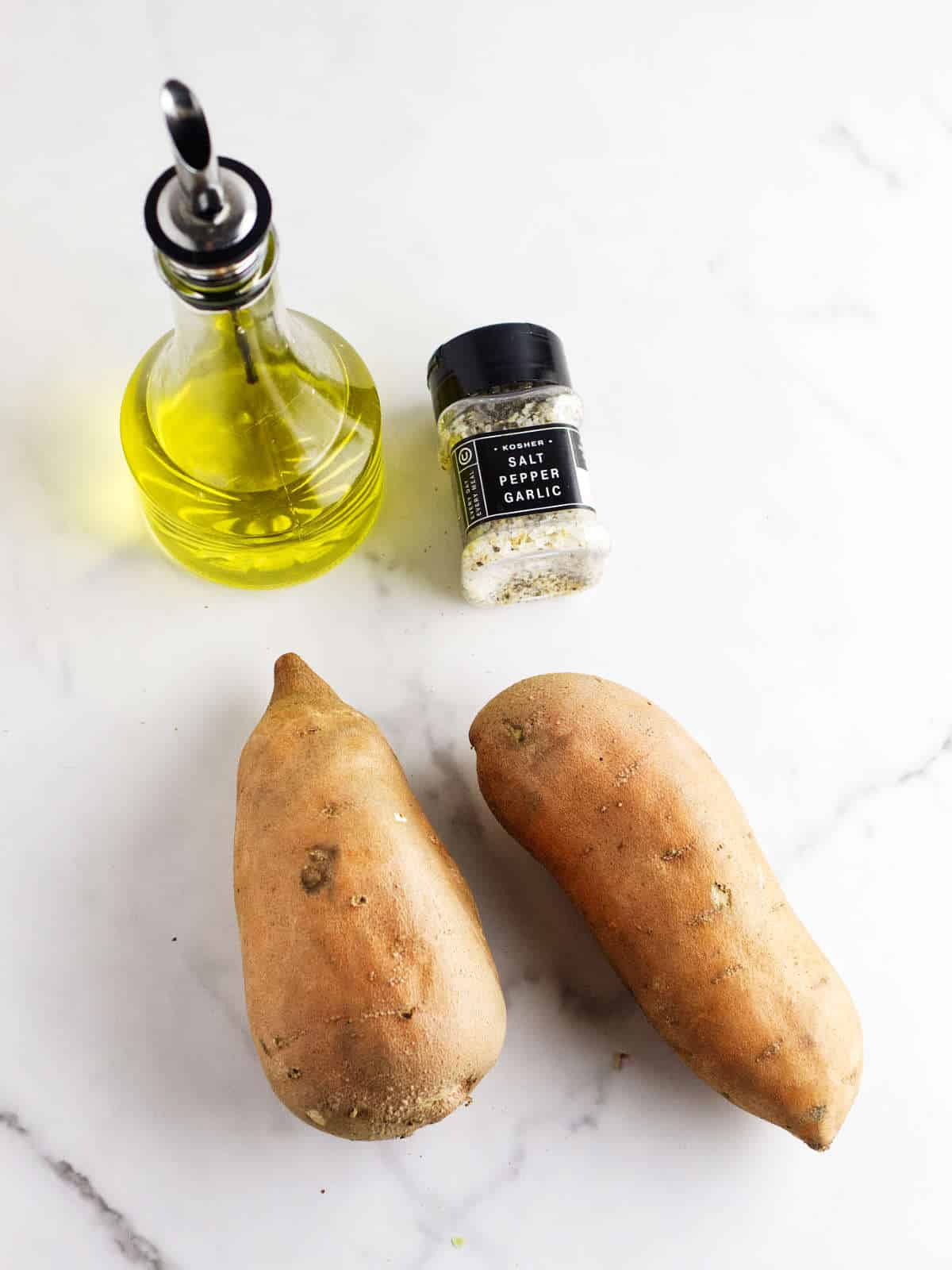 ingredients for air fryer sweet potato cubes.