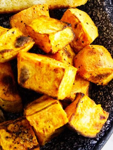 air fried sweet potato cubes.