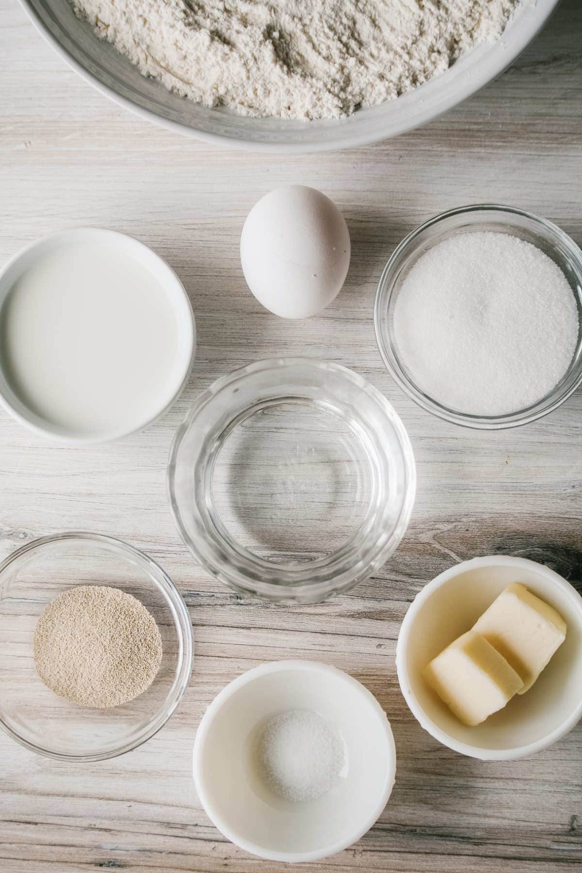 ingredients for butterscotch sourdough cinnamon rolls.