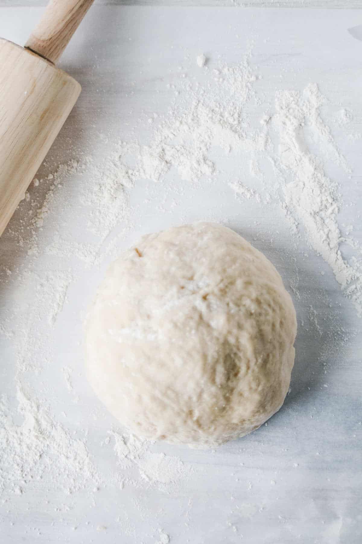 sourdough cinnamon roll dough ready to roll out.