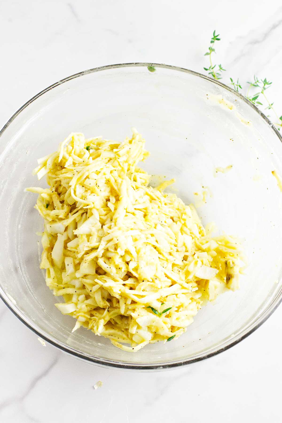 mixed celery root latkes batter.