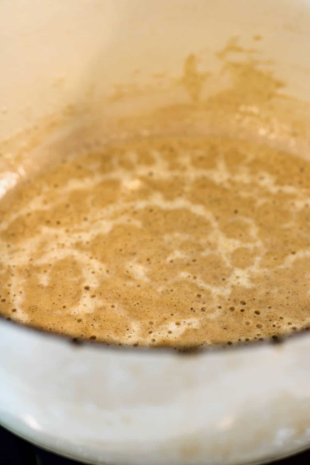 browning roux in a dutch oven.
