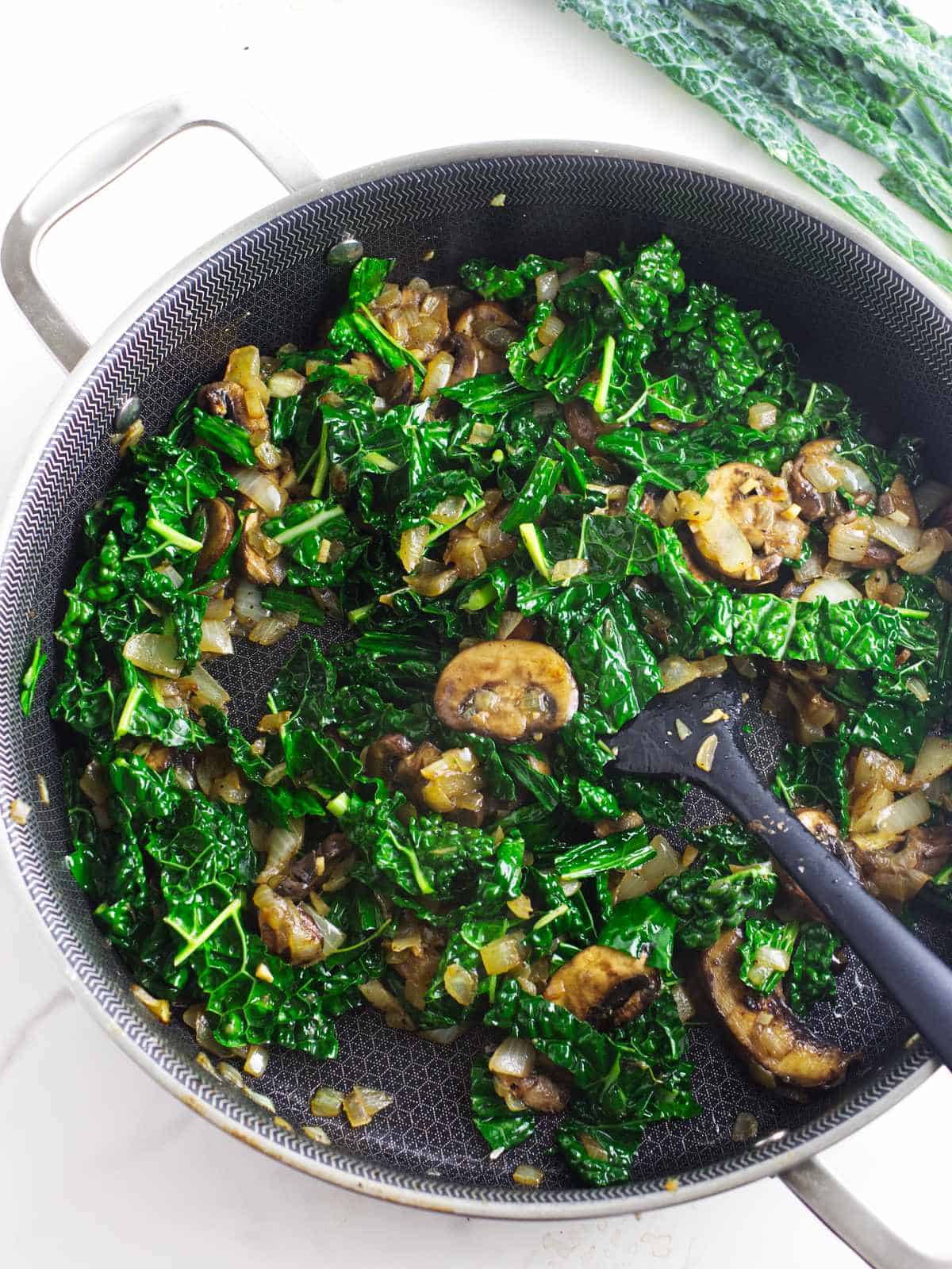 sauteed kale, mushrooms, onion, and garlic.