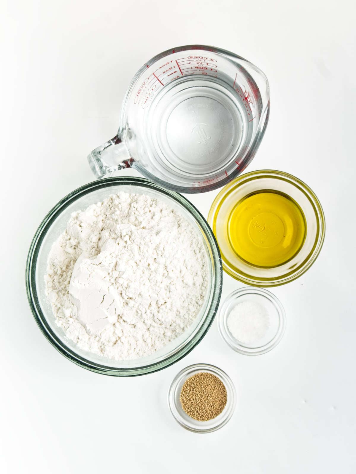 ingredients for making mini pita breads.