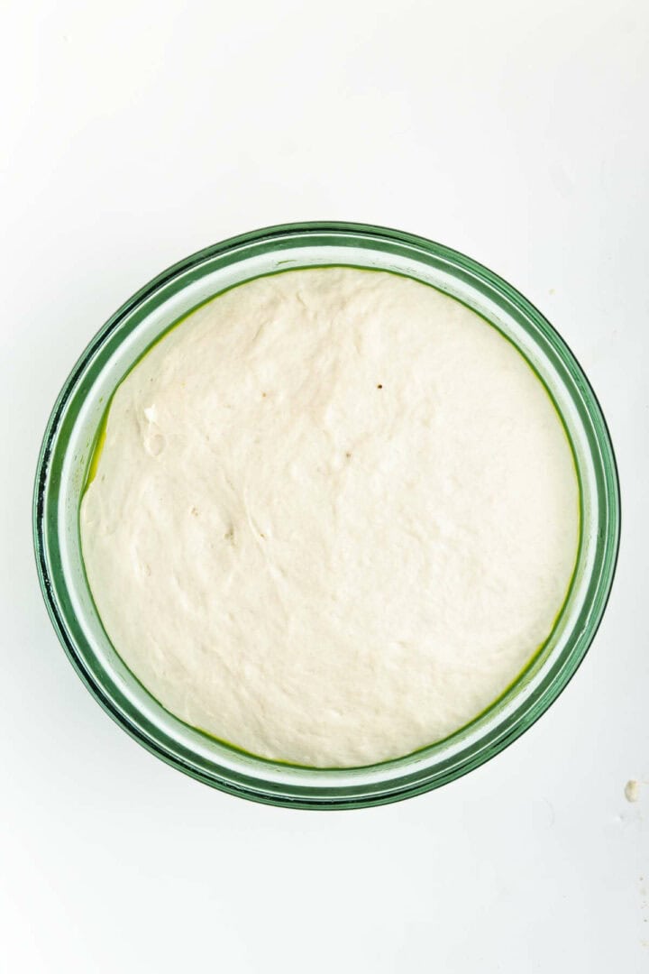 bread dough doubled in size.