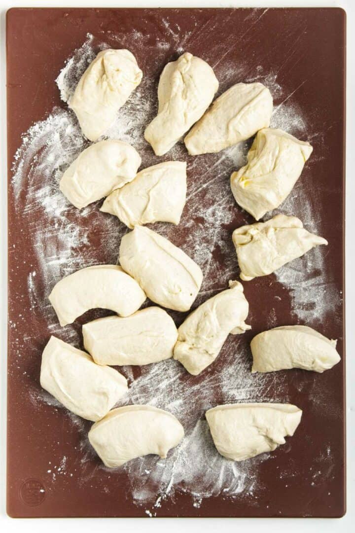 pita bread dough cut in small portions.