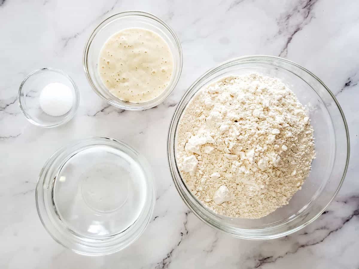 ingredients for sourdough discard bread.