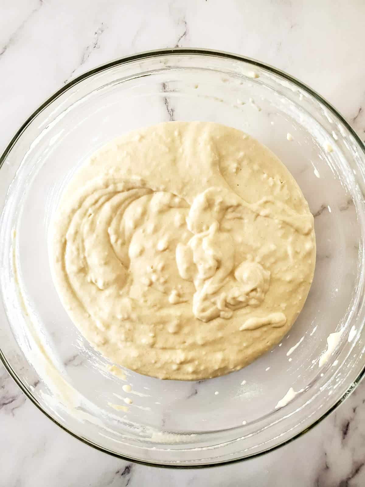 mixed batter in a bowl.