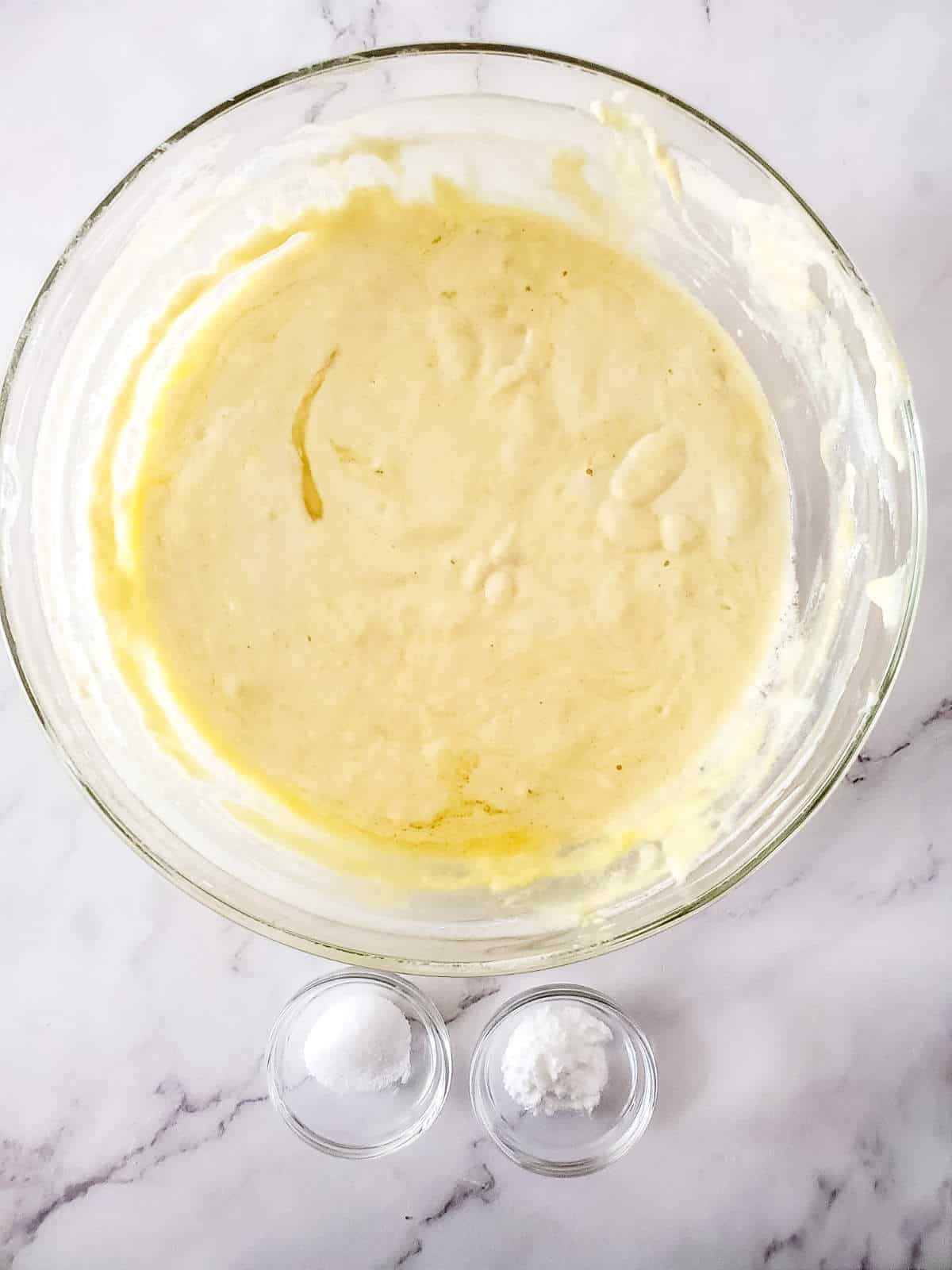 mixing batter for sourdough discard pancakes.