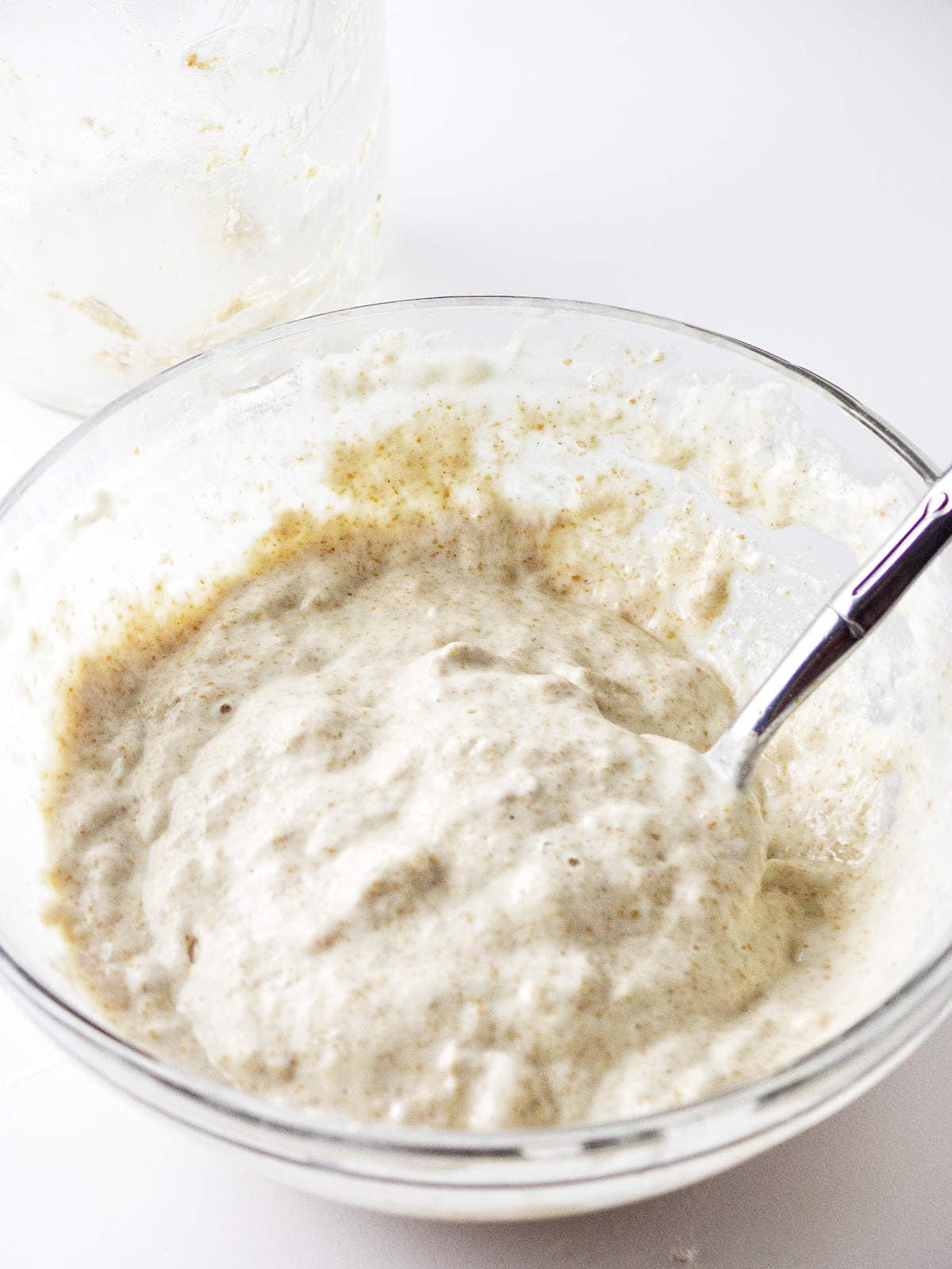 mixing flour and water into a slurry.