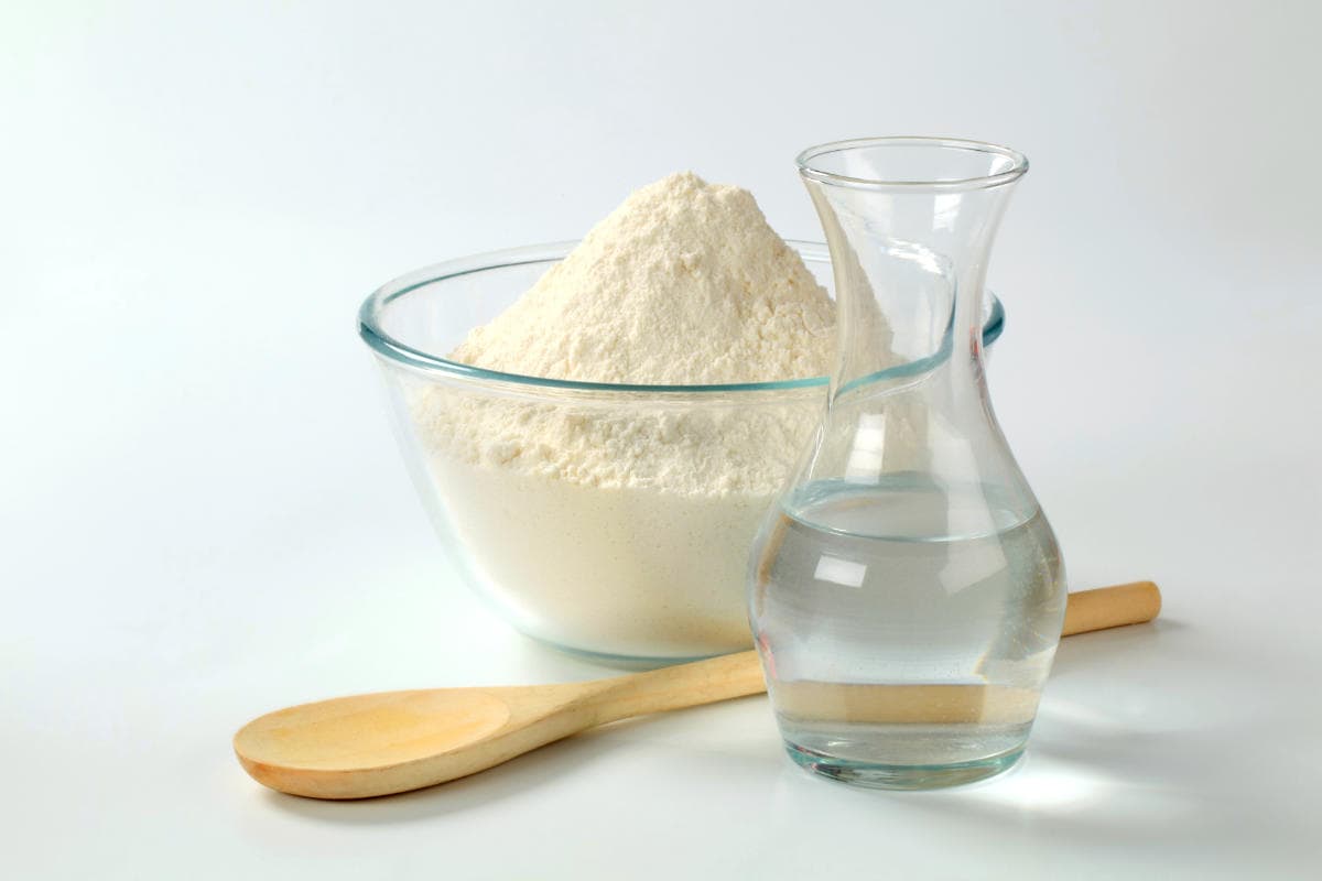 flour and water for making a sourdough starter.