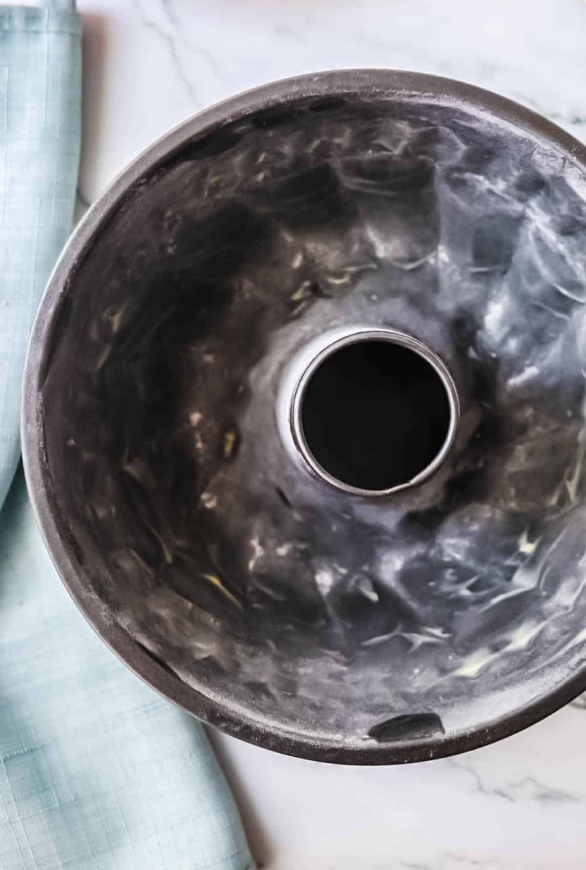 greased bundt pan.