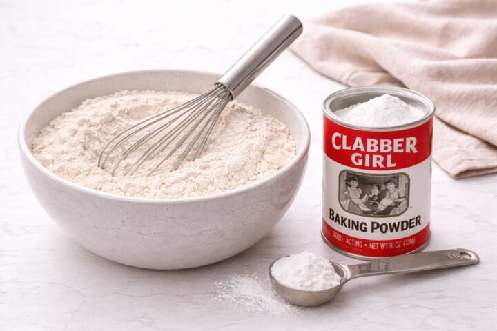 Whisking self rising flour mixture until evenly combined.