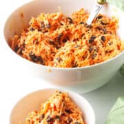 Original Chick-fil-A carrot raisin salad served in a white bowl.