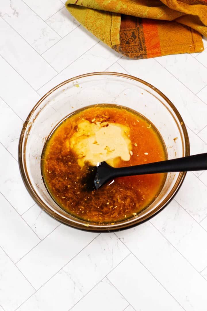 Thousand Island dressing and soy sauce added to the carrot ginger dressing mixture.