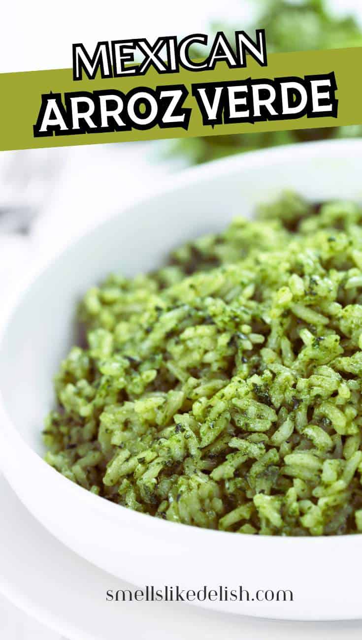 Pinterest pin image for Mexican arroz verde recipe.